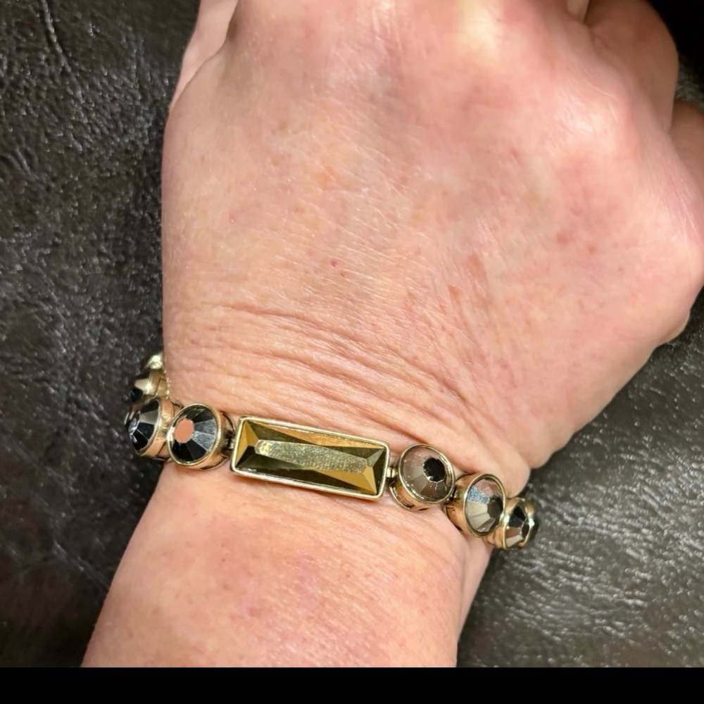 Heidi Daus Art Deco Gold and Brown Crystal Bracelet. Signed - Picture 5 of 6